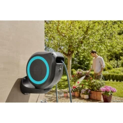 Gardena Wandslangenbox Roll-up 20 Meter Grijs Blauw -Mode Woonwinkel 123 1176