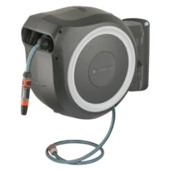 Gardena Wandslangenbox Roll Up 25m Grijs/wit Incl. Tuinspuit