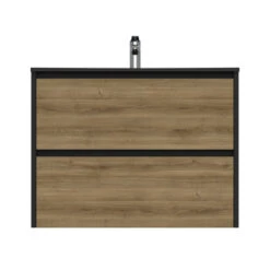 Tiger Reverse Meubelset 80 Cm Met 2 Lades Chalet Eik / Mat Zwart Inclusief Oval Wastafel Mat Zwart -Mode Woonwinkel 123 1718