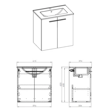 Atlantic Badmeubel Clara 60cm Twee Deuren Wit 3 Atlantic Badmeubel Clara 60cm Twee Deuren Wit - Afbeelding 3