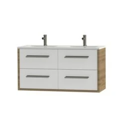 Tiger Badkamermeubel Boston 120cm Chalet Eik/wit Met Grepen RVS -Mode Woonwinkel 123 2019