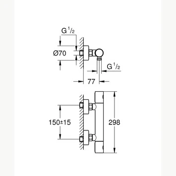 GROHE Thermostatische Douchekraan Grohtherm 1000 Colours Essence New RVS 2 GROHE Thermostatische Douchekraan Grohtherm 1000 Colours Essence New RVS - Afbeelding 2