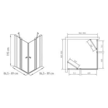 Van Marcke Hoover Douche Hoekinstap Met Draaideuren 90x90x195 2 Van Marcke Hoover Douche Hoekinstap Met Draaideuren 90x90x195 - Afbeelding 2